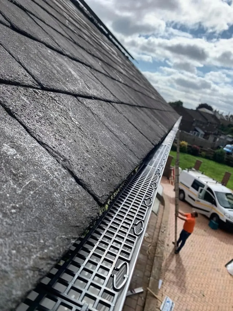 Gutter guard fitted on a slate roof in Looe
